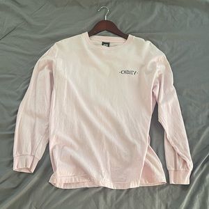 Obey long sleeve t shirt in pink